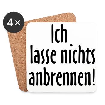 ICH LASSE NICHTS ANBRENNEN Grill und Koch Design - Untersetzer (4er-Set) - Weiß - Vorne