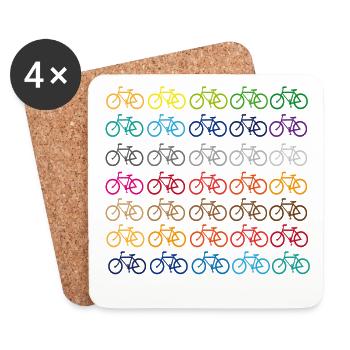 Viele bunte Fahrräder - Untersetzer (4er-Set) - Weiß - Vorne