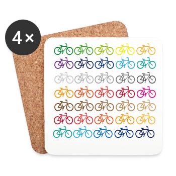 Viele farbige Fahrräder - Untersetzer (4er-Set) - Weiß - Vorne