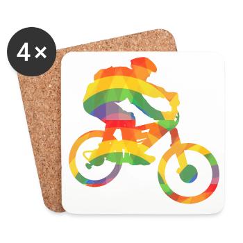 Farbiger Biker / Bunter Mountainbiker - Untersetzer (4er-Set) - Weiß - Vorne