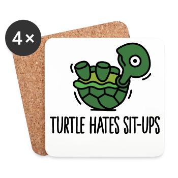 Turtle hates sit-ups - Untersetzer (4er-Set) - Weiß - Vorne