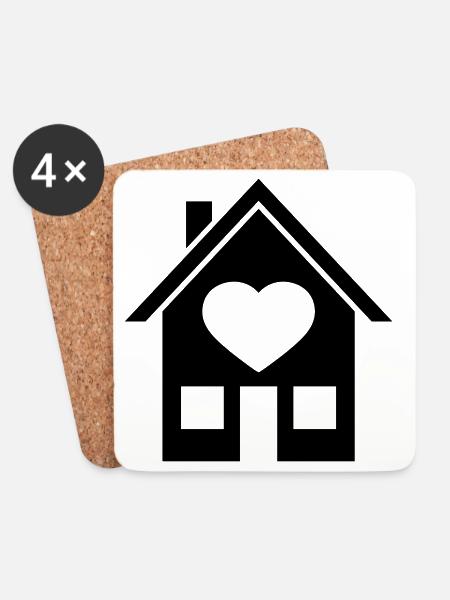 eigenheim haus herz symbol liebe gebaeude bauen wo - Untersetzer (4er-Set) - Weiß