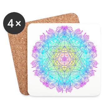 Metatron cube, sacred geometry of the archangel - Coasters (set of 4) - white - Front