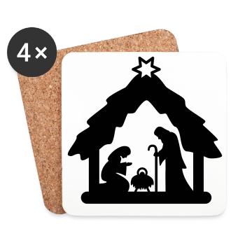 Nativity scene, crib figures, holy family - Coasters (set of 4) - white - Front
