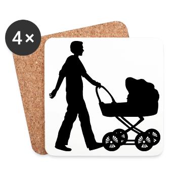 vater kind kinderwagen - Untersetzer (4er-Set) - Weiß - Vorne