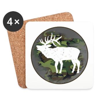 Hunter hunting elk - Coasters (set of 4) - white - Front