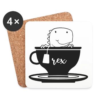 Dino Dinosaur Sweet Cute Tea T-Rex Rex Mug - Dessous de verre (lot de 4) - blanc - Devant