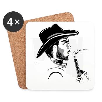 cowboy western bandit symbol comic wild - Untersetzer (4er-Set) - Weiß - Vorne