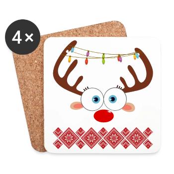 Renne Noël Moche - Dessous de verre (lot de 4) - blanc - Devant