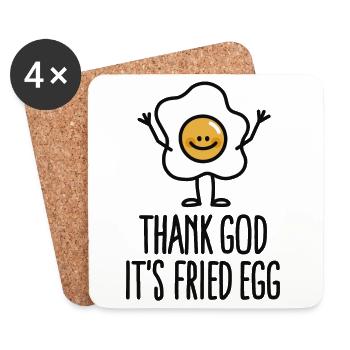 Thank god it's fried egg - Coasters (set of 4) - white - Front