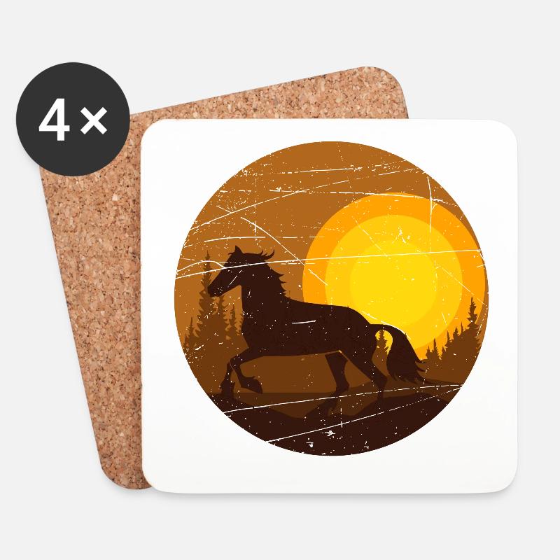 Pferd im Sonnenuntergang - Untersetzer (4er-Set) - Weiß