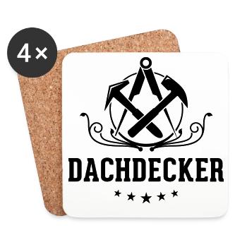 Dachdecker Schriftzug, Zunftzeichen - Untersetzer (4er-Set) - Weiß - Vorne