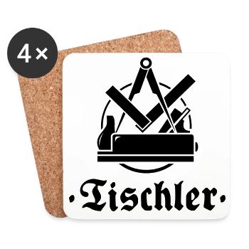 Tischler, Zunftzeichen mit alter Schrift - Untersetzer (4er-Set) - Weiß - Vorne