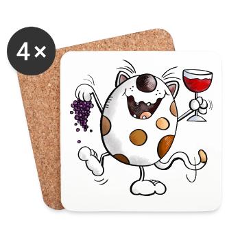 Mignon chat comique - Dessous de verre (lot de 4) - blanc - Devant