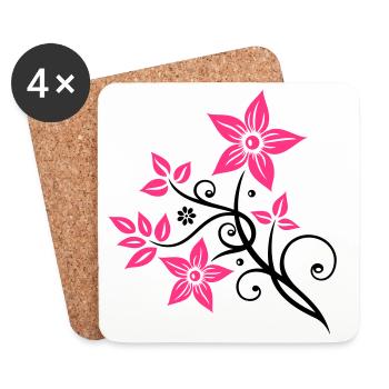 Belle fleurs en filigrane. Élément floral. - Dessous de verre (lot de 4) - blanc - Devant