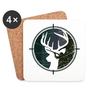 Hunter - Hunting - Deer - Coasters (set of 4) - white - Front