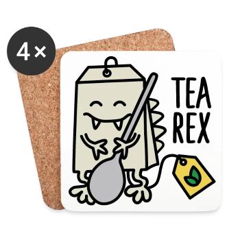 Tea Rex ( T-rex ) - Coasters (set of 4) - white - Front