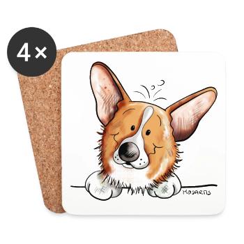Cute Welsh Corgi Cardigan - Dog - Puppy - Pets - Coasters (set of 4) - white - Front