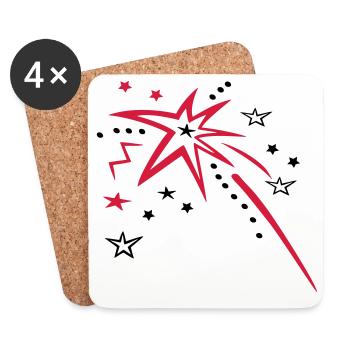 Feuerwerk mit vielen Sternen - Untersetzer (4er-Set) - Weiß - Vorne