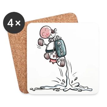 Power cow with extra milk - cows - gift - Coasters (set of 4) - white - Front