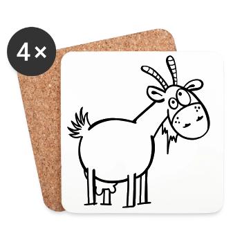 Little Goat - Goats - Animal - Gift - Cartoon - Coasters (set of 4) - white - Front