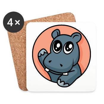 Funny hippopotamus - design - Coasters (set of 4) - white - Front