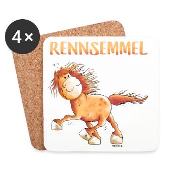Rennsemmel Islandpferd - Isländer - Rennpass - Untersetzer (4er-Set) - Weiß - Vorne