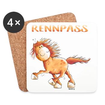 Rennpass Islandpferd - Comic - Fun - Untersetzer (4er-Set) - Weiß - Vorne