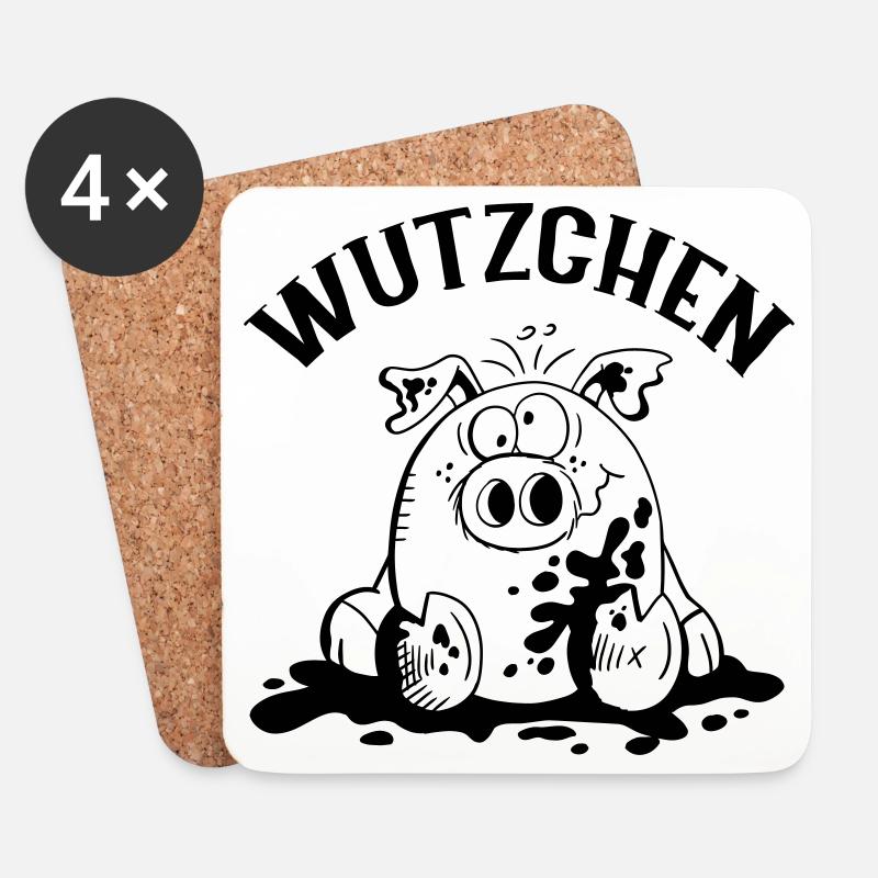 Wutzchen - Schwein - Schweine - Sau - Untersetzer (4er-Set) - Weiß