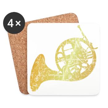 French Horn (Ancient Gold) - Coasters (set of 4) - white - Front