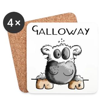 Galloway Rind - Kuh - Rinder - Kühe - Comic - Untersetzer (4er-Set) - Weiß - Vorne