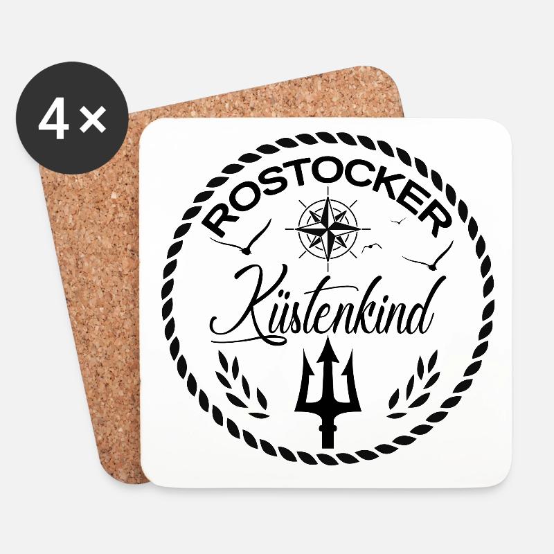 Rostocker Küstenkind - Untersetzer (4er-Set) - Weiß