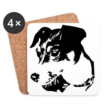 Jack Russell Terrier head - Coasters (set of 4) - white - Front