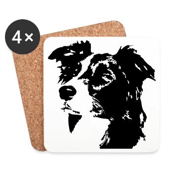 Border Collie Head - Dessous de verre (lot de 4) - blanc - Devant
