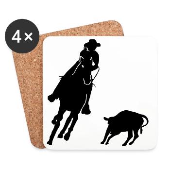 Equestrian Western Riding - Cutting - Coasters (set of 4) - white - Front
