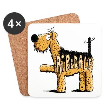 Kleiner Airedale Terrier - Hund - Hunde - Untersetzer (4er-Set) - Weiß - Vorne
