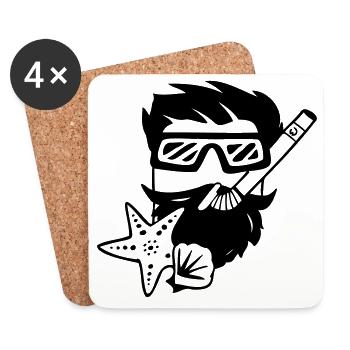 Plongeur en apnée - Dessous de verre (lot de 4) - blanc - Devant