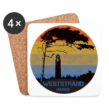 Ostsee, Darss, Weststrand - Untersetzer (4er-Set) - Weiß - Vorne