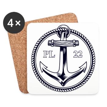 PL22 Marine Anchor - Coasters (set of 4) - white - Front