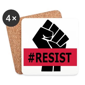 Hashtag Resist - Raised Fist - Black Power - Coasters (set of 4) - white - Front