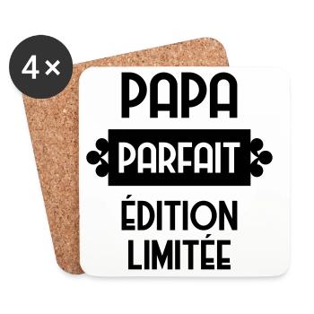 Papa - Fête des Pères - Anniversaire - Bébé - Dessous de verre (lot de 4) - blanc - Devant
