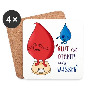 Blut ist dicker als Wasser - Untersetzer (4er-Set) - Weiß - Vorne