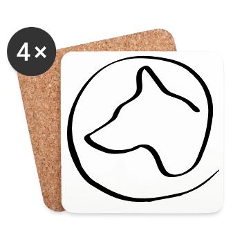 Hundekopf im Kreis - Untersetzer (4er-Set) - Weiß - Vorne