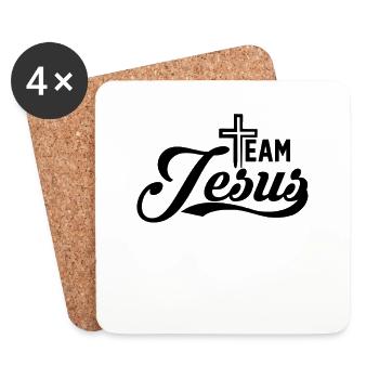 Team Jesus, schwarz. - Untersetzer (4er-Set) - Weiß - Vorne