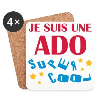 adolescent / enfant / ado / adolescente - Dessous de verre (lot de 4) - blanc - Devant