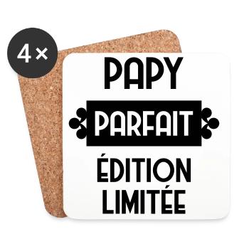 Papy Papi Grand-Père Retraite famille - Dessous de verre (lot de 4) - blanc - Devant