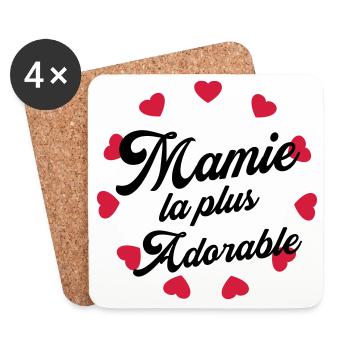 Mamie Mamy Grand-Mère Grand Mere Grands Parents - Coasters (set of 4) - white - Front