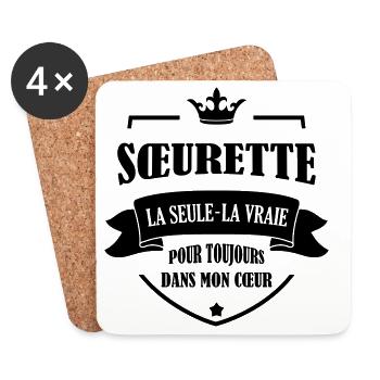 Soeur Sœur Naissance Bébé Soeurette Famille - Coasters (set of 4) - white - Front
