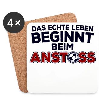 Fussball Weisheiten Anstoss Fussballspruch Sprüche - Untersetzer (4er-Set) - Weiß - Vorne