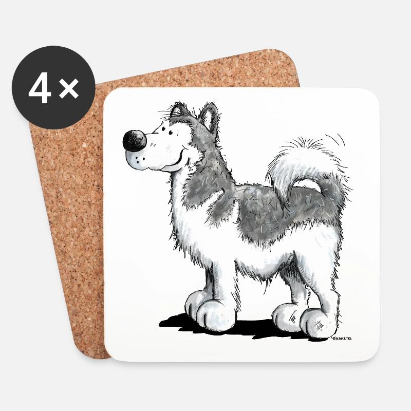Alakan Malamute - Husky - Hund - Comic - Untersetzer (4er-Set) - Weiß